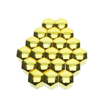 em 17 mm zlati kovinski pokrovčki za vijake platišča + snemalec, 20 kosov.