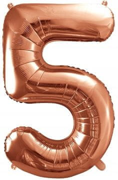 Folija balon številka "5", rožnato zlata, 86 cm, 1 kos.