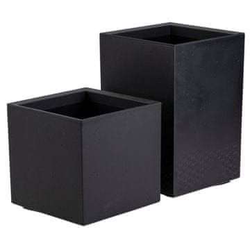 shumee Komplet lončkov za rastline Betonique na kolesih 40 cm, recikliranje, črne barve, 2 kosa