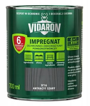 Śnieżka Vidaron zaščitna in dekorativna impregnacija, ki tvori film, antracitno siva V16 0,7 l