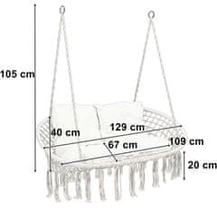 EH Viseči stol Stork's Nest LAGOS s sivimi blazinami