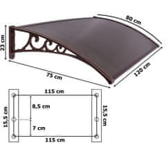Gockowiak Sano nadstrešek za vrata 80x120 cm rjave barve