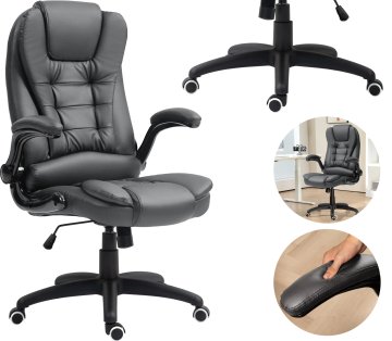 Pisarniški stol z zložljivimi nasloni za roke in funkcijo ležanja temno siv 921-731V81CG