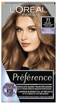 L’Oréal Barva za lase Loreal Preference Cool Blondes - 7.1 Islandska pepelnato blond (2x60ml, 54ml)