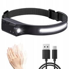 P.R.C. LED naglavna svetilka s senzorjem gibanja 350 lm IPX4, baterija 1200 mAh za gorsko uporabo