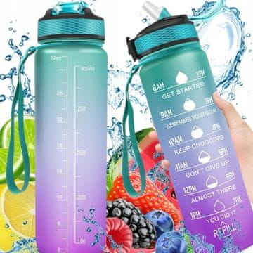 shumee 1l steklenica za vodo, motivacijska športna steklenica s slamico, fitnes telovadnica