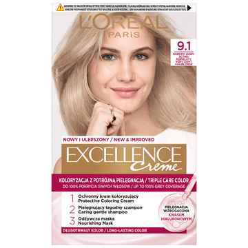L’Oréal Barva za lase Loreal Excellence Creme - 9.1 Zelo svetlo pepelnato blond 192 ml