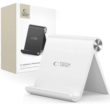 Tech-protect Univerzalni namizni stojalo z držalom za pametni telefon ali tablico do 8'' – belo
