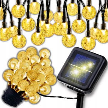 shumee Sončna girlanda 10m 100 LED kroglic IP65 senzor mraka za vrtno zaveso