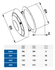 Awenta 125 mm stropni difuzor za odvod/dovod zraka