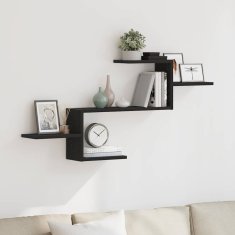 Vidaxl Stenska polica črna hrast 104x15x49 cm inženirski les