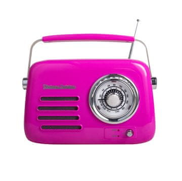 shumee Bluetooth radio s kovinskim ročajem Vintage Cuisine Magenta Shiny