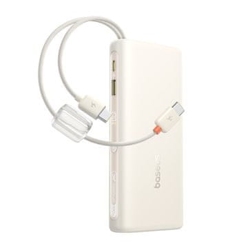 BASEUS Powerbank 20000 mAh 100 W z zaslonom in dvema kabloma USB-C – bež