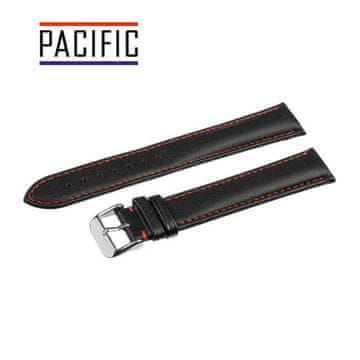 Pacific Pacifiški pašček 22 MM XXL W02XL gladek črn pašček, rdeči šivi