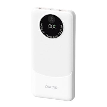 DUDAO Powerbank K12 10000 mAh USB-A, USB-C, PD 22,5 W – bela