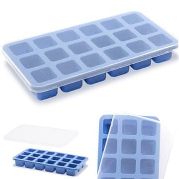 Bar Up Silikonska posoda za ledene kocke s pokrovom, 18 x MINI KOCKE
