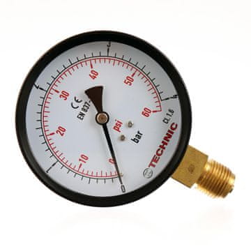 MANOMETER 100 MM 0-4 BAR 1/2 SPODNJI KOVINSKI NAVOJ