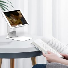 WOZINSKY Stojalo z ročajem za telefon in tablico, zložljivo – belo