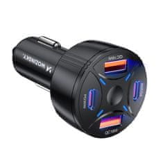 WOZINSKY Avtomobilski polnilnik 2xUSB-C 2xUSB-A 60W - črn
