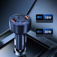 WOZINSKY Avtomobilski polnilnik 2xUSB-C 2xUSB-A 60W - črn