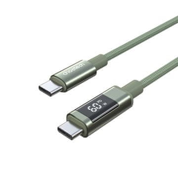 Choetech USB-C kabel z zaslonom PD 60 W, 1,2 m – zelen