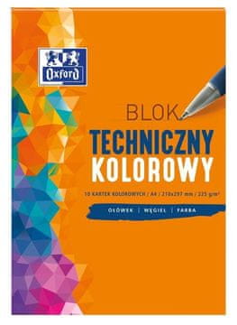 Inny Tehnični večbarvni blok A4, 10 listov, 225 g. Odkrijte čarobnost barv v