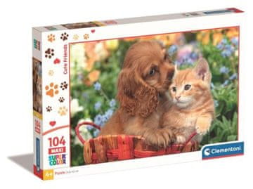 Inny Clementoni Puzzle Maxi 104 kosov Barvita pustolovščina s psom in mačko