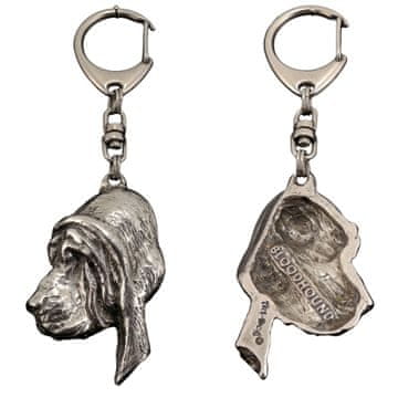 Artdog Bloodhound, pes sv. Huberta - posrebren obesek za ključe s pasjim motivom v darilni škatli, okras za torbo, obesek za nahrbtnik znamke Art-Dog