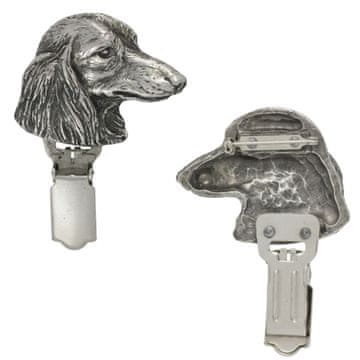 shumee Dolgodlaki jazbečar - broška s sponko, držalo za štartno številko, posrebrena značka za pasje razstave znamke Art-Dog