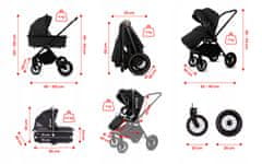 Babylux BabyLux otroški voziček Castor 2 v 1, gondola, lahek, zložljiv komplet