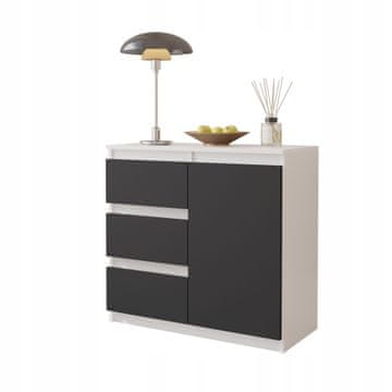 shumee Predalnik 80 CM bela mat / antracit 3 predali 1 polica na vratih