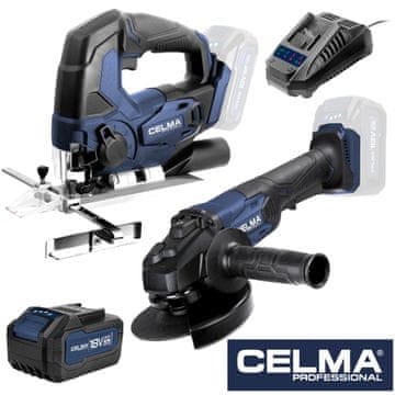 shumee Celma Professional Set vbodna žaga DPPe-Li 18OBS + kotni brusilnik PRAg-Li 125OBS + 1xAku4Ah + 1xŁad
