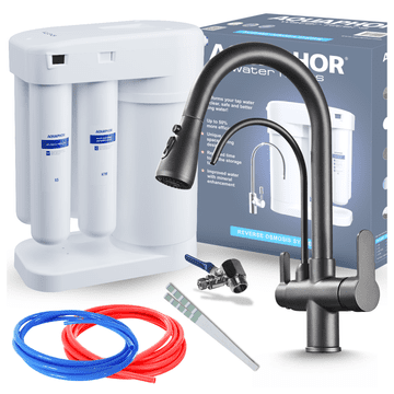 shumee Komplet filtrov za pitno vodo Aquaphor Morion 101S RO + trosmerna kuhinjska pipa Nordic - grafit