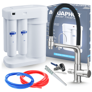 shumee Komplet filtrov za pitno vodo Aquaphor Morion 101S RO + fleksibilna trosmerna kuhinjska pipa - iNOX