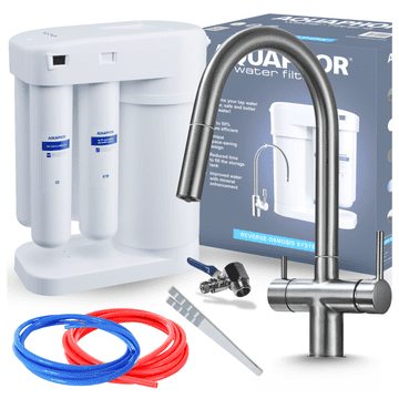 shumee Komplet filtrov za pitno vodo Aquaphor Morion 101S RO + ozka trosmerna kuhinjska pipa - grafitno antracitna