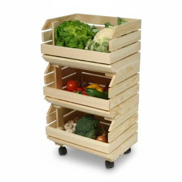 shumee Lesena modularna polica za zelenjavo in sadje, 3-nivojska, na kolesih | GoodFreshDecor