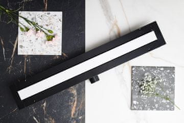 shumee Linearni odtok bel - super nizek - linija PRO - sijajno bel 80 cm