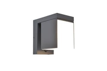 shumee Prima hibridna PIR LED 9,5 W 3000K IP54 zunanja stenska svetilka s senzorjem gibanja in mraka, siva