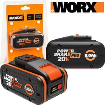 Worx 8,0 Ah 20 V PRO Li-ionska baterija Worx WA3648 PowerShare