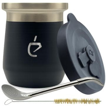 Un Mate Revolucionarni komplet za yerba mate Termolid DualFlow Black PRO: matero, bombilla
