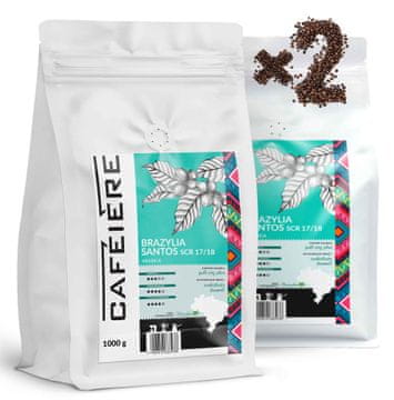 shumee Brazilska kavna zrna Santos 1 kg x 2 Sveže pražena Arabica 100% kavna
