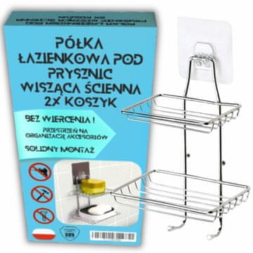 shumee Dvonivojska samolepilna viseča kopalniška polica za tuš