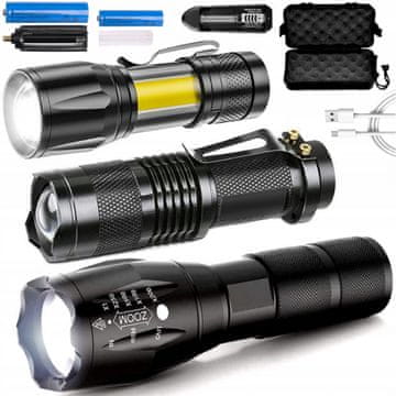 shumee LED taktična svetilka, vojaške svetilke, komplet svetilk Cree XM-L T6, 3 kosi