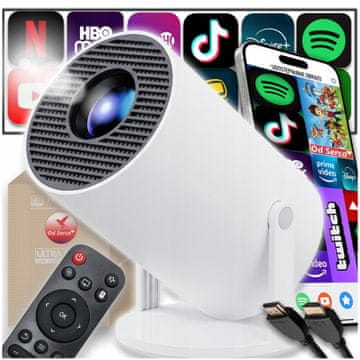 shumee Projektor za filme Android TV Wifi majhen prenosni Bluetooth + daljinski upravljalnik