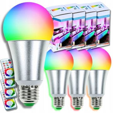 shumee 4X RGB LED barvna žarnica + komplet daljinskih upravljalnikov za dom, hotel, spalnico, E27 10W