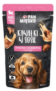 shumee Mr. Meat | Koščki v omaki - mokra hrana za mladičke - Telečje meso s prepelico 150 g