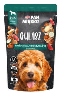 Pan Mięsko Mr. Meat | Goulash | Mokra hrana za pse - vrečka 150 g - Govedina s svinjino 150 g