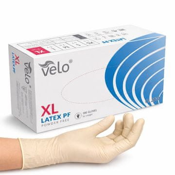 shumee Velo XL - 100 kosov diagnostičnih rokavic iz lateksa brez pudra, pakiranje po 100 kosov