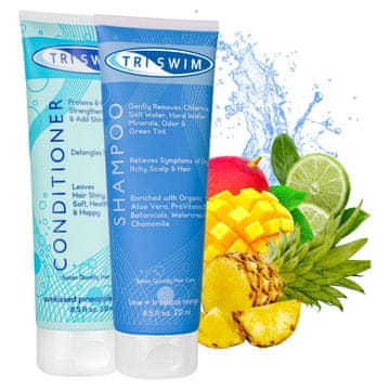 shumee Triswim komplet za lase po bazenu: šampon, 251 ml + regeneracijski balzam za lase, 251 ml