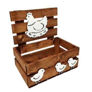 shumee Rjava velikonočna škatla s kokošjo in piščanci 30x20 cm